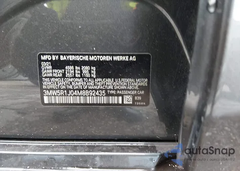 2021 BMW 330I z USA, uszkodzony, nr VIN 3MW5R1J04M8B92435